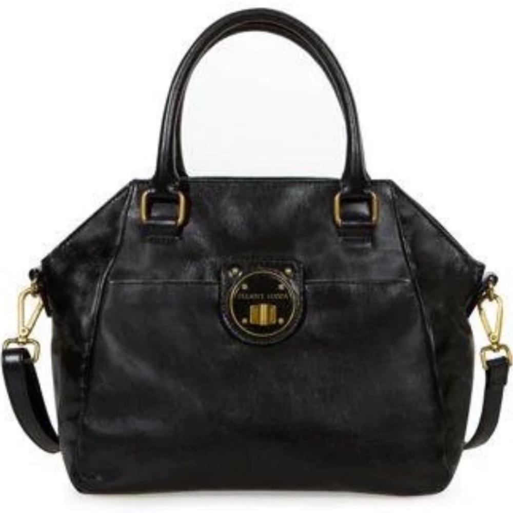 Elliot Lucca Black Leather Satchel Crossbody Bag